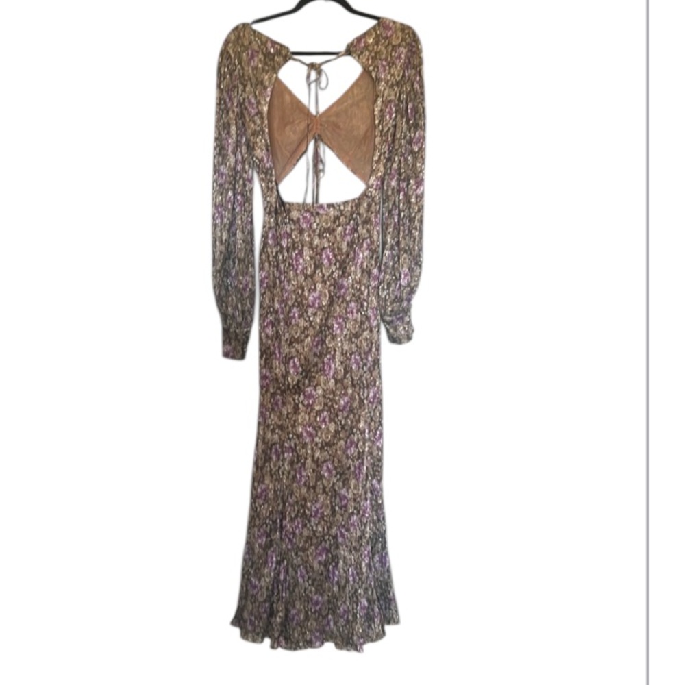 For Love and Lemons Wynne long sleeve maxi dress NWT metallic - Picture 14 of 15